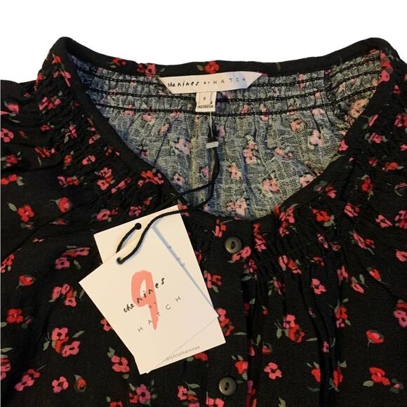 The Nines By HATCH 3/4 Sleeve Smockneck Button Down Maternity Top Size Small NWT - Picture 4 of 7